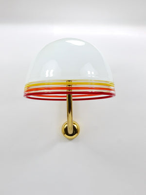 Appliques murales Roberto Pamio Febo, laiton, verre de Murano, Leucos, Italie, années 1970
