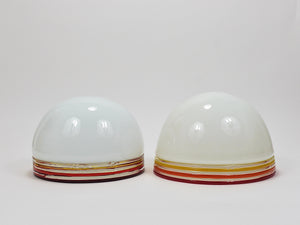 Appliques murales Roberto Pamio Febo, laiton, verre de Murano, Leucos, Italie, années 1970