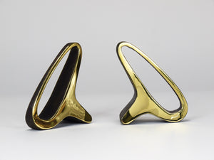 Pair Carl Auböck Mid-Century Earlobes Brass Bookends #3848, Vienna, Austria