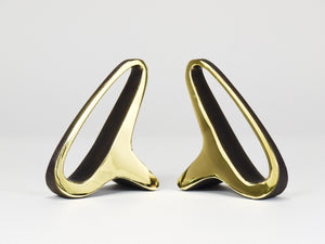 Pair Carl Auböck Mid-Century Earlobes Brass Bookends #3848, Vienna, Austria