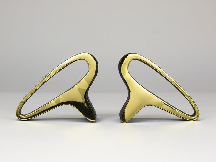 Pair Carl Auböck Mid-Century Earlobes Brass Bookends #3848, Vienna, Austria