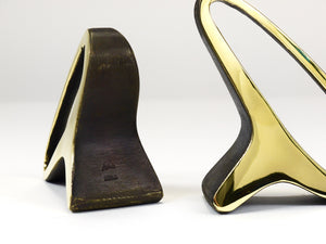 Pair Carl Auböck Mid-Century Earlobes Brass Bookends #3848, Vienna, Austria