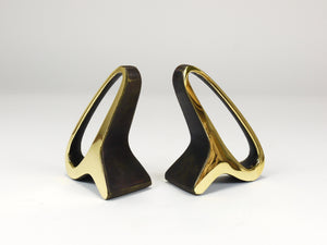 Pair Carl Auböck Mid-Century Earlobes Brass Bookends #3848, Vienna, Austria