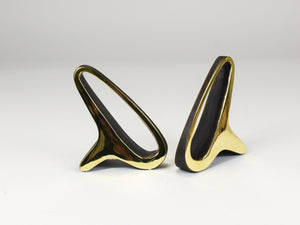 Pair Carl Auböck Mid-Century Earlobes Brass Bookends #3848, Vienna, Austria