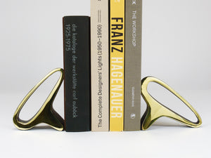 Pair Carl Auböck Mid-Century Earlobes Brass Bookends #3848, Vienna, Austria