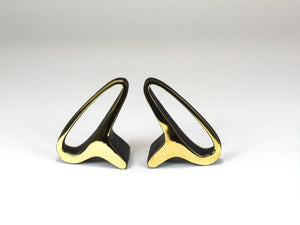 Pair Carl Auböck Mid-Century Earlobes Brass Bookends #3848, Vienna, Austria