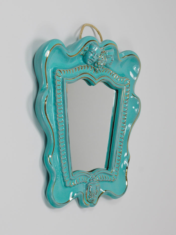 Art Deco Theater Terracotta Wall Mirror by Gmundner Keramik, Austria, 1930s