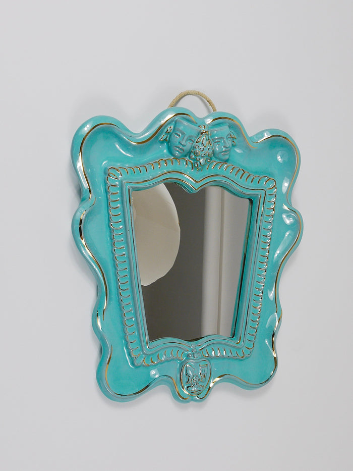 Art Deco Theater Terracotta Wall Mirror by Gmundner Keramik, Austria, 1930s