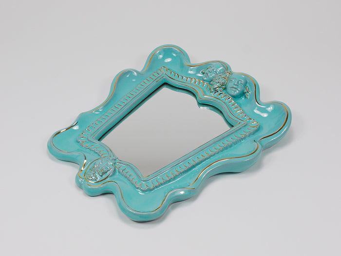 Art Deco Theater Terracotta Wall Mirror by Gmundner Keramik, Austria, 1930s