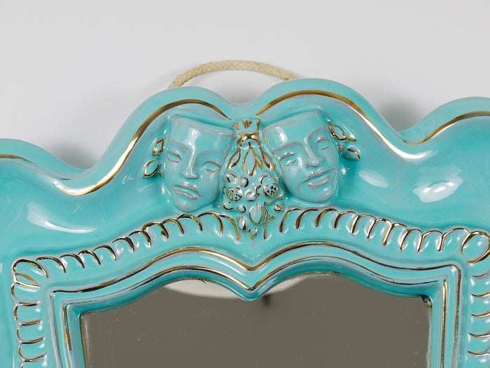 Art Deco Theater Terracotta Wall Mirror by Gmundner Keramik, Austria, 1930s