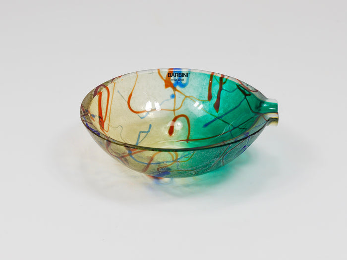 Alfredo Barbini Signed Murano Art Glass Bowl or Ashtray, Italy, 1970s