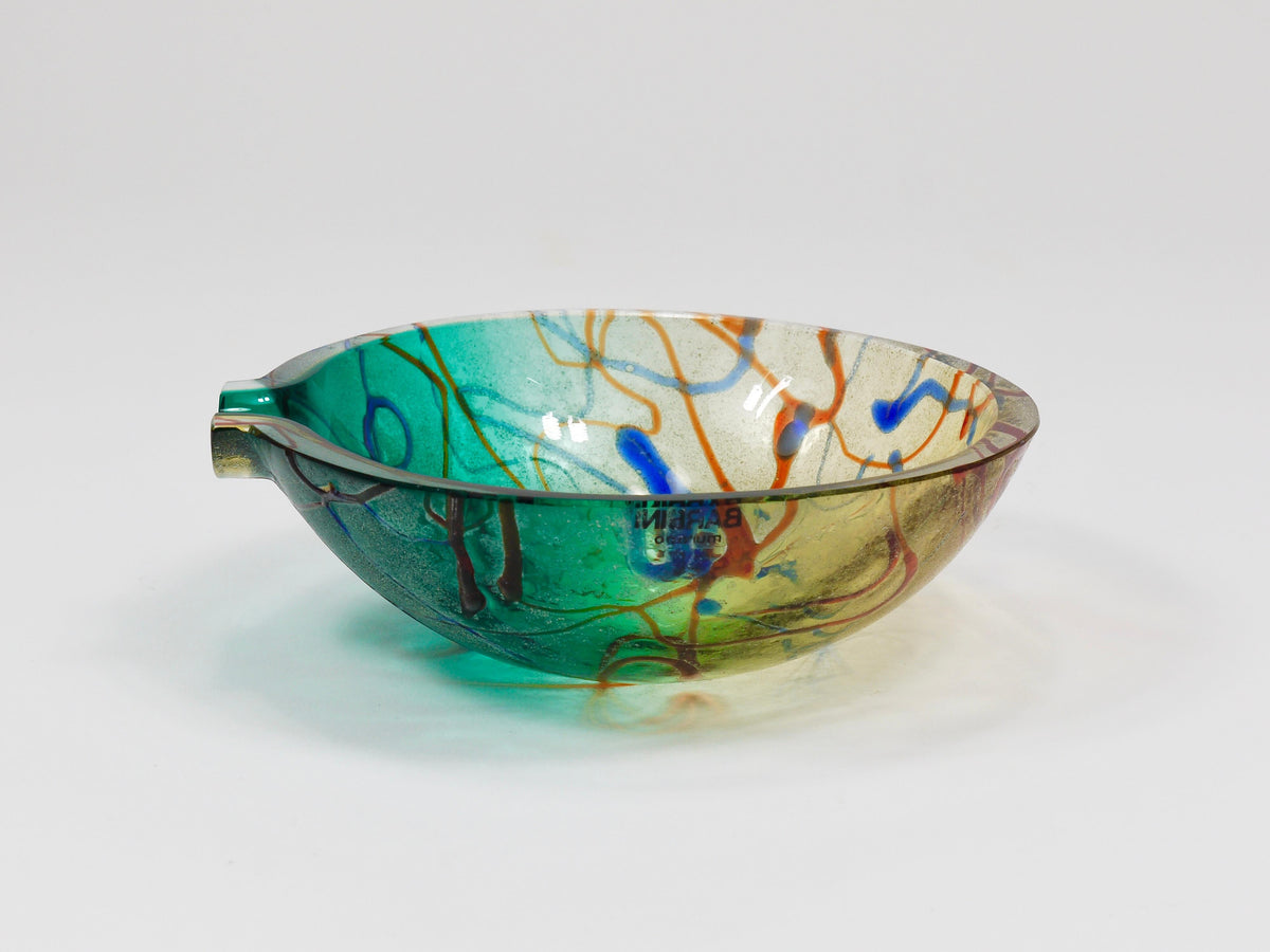 Cuenco o cenicero de vidrio artístico de Murano firmado por Alfredo Barbini, Italia, años 70