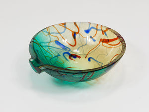 Alfredo Barbini Signed Murano Art Glass Bowl or Ashtray, Italy, 1970s