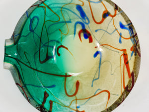 Alfredo Barbini Signed Murano Art Glass Bowl or Ashtray, Italy, 1970s