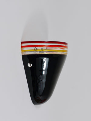 Aplique Febo de Roberto Pamio, vidrio de Murano negro, Leucos, Italia, años 80
