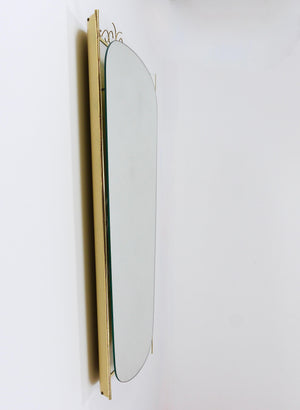 Miroir mural lumineux Mid-Century avec couronne en laiton, par Ernest Igl pour Hillebrand