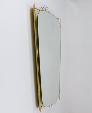Miroir mural lumineux Mid-Century avec couronne en laiton, par Ernest Igl pour Hillebrand