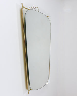 Miroir mural lumineux Mid-Century avec couronne en laiton, par Ernest Igl pour Hillebrand