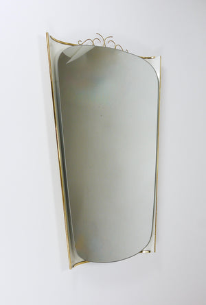 Miroir mural lumineux Mid-Century avec couronne en laiton, par Ernest Igl pour Hillebrand