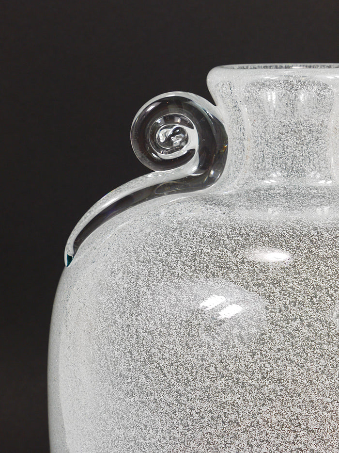 Seguso Vetri d’Arte Pulegoso Bubble Vase with Handles, Murano, Italy 1950s