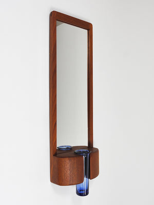 Miroir mural danois Jacob Hermann & Per Lütken et vase en verre Holmegaard, années 1960