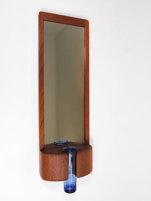 Miroir mural danois Jacob Hermann & Per Lütken et vase en verre Holmegaard, années 1960