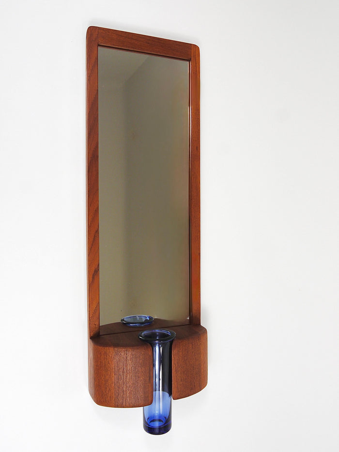 Jacob Hermann & Per Lütken Danish Wall Mirror & Holmegaard Glass Vase, 1960s
