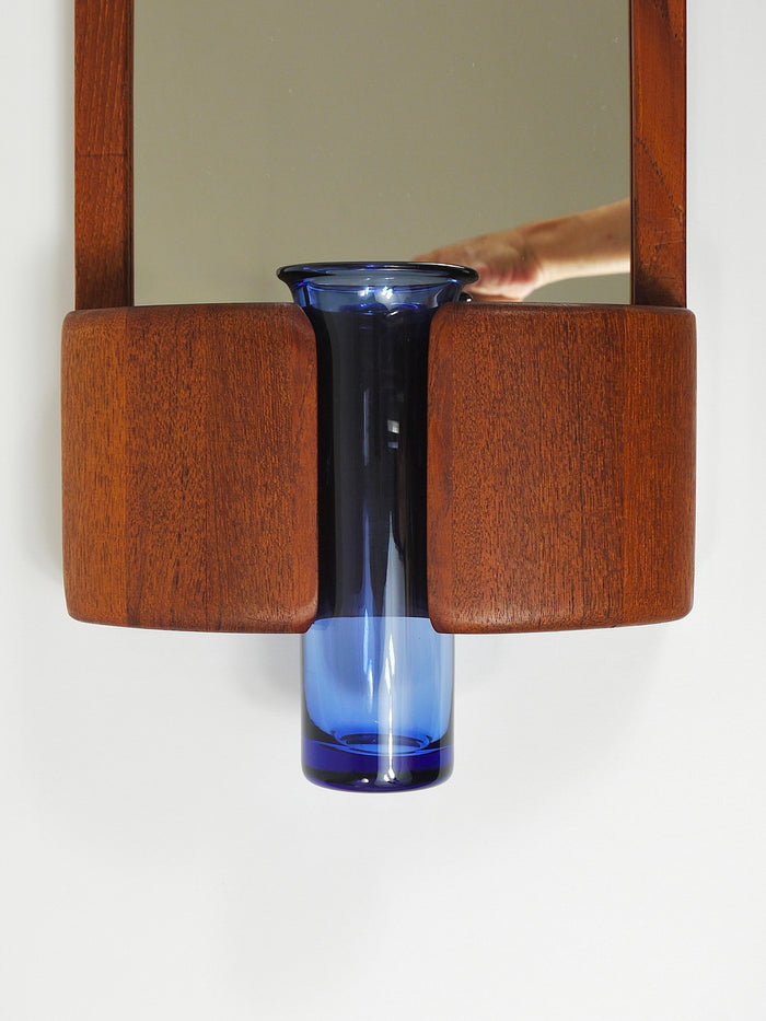 Jacob Hermann & Per Lütken Danish Wall Mirror & Holmegaard Glass Vase, 1960s