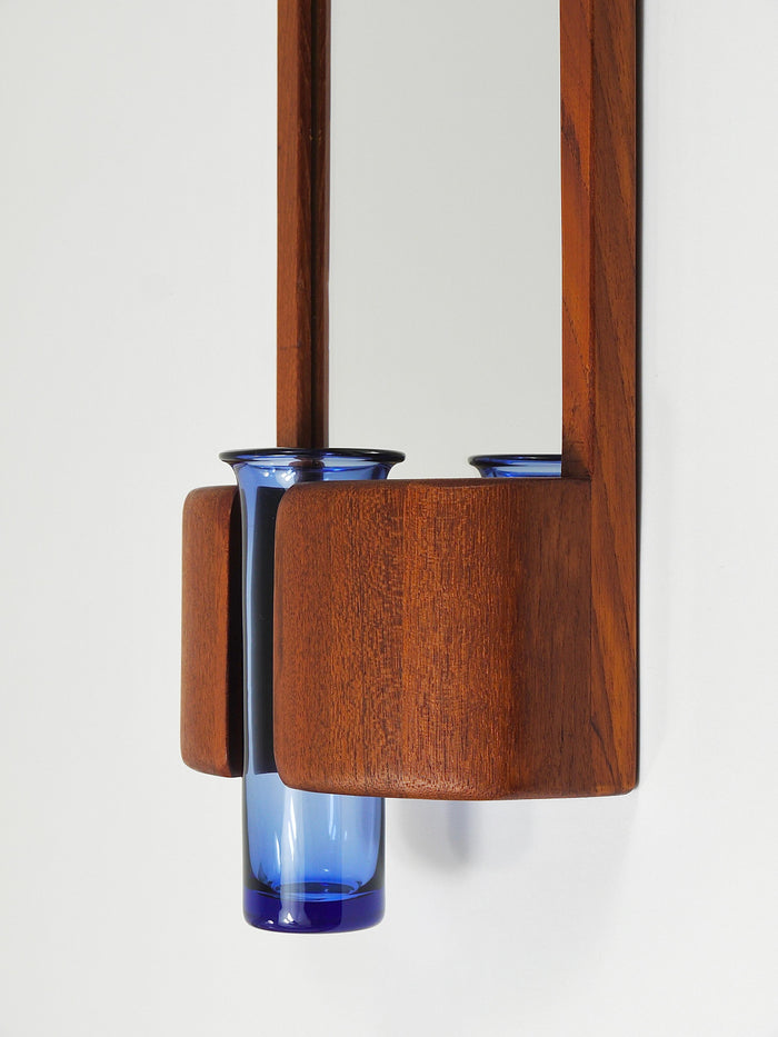 Jacob Hermann & Per Lütken Danish Wall Mirror & Holmegaard Glass Vase, 1960s