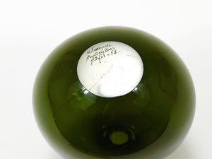 Vase en verre d'art vert Saippuakupla « Soap Bubble » par Kaj Franck, Nuutajärvi Finland