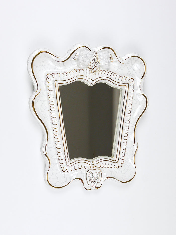 Art Deco Theater Terracotta Wall Mirror by Gmundner Keramik, Austria, 1930s