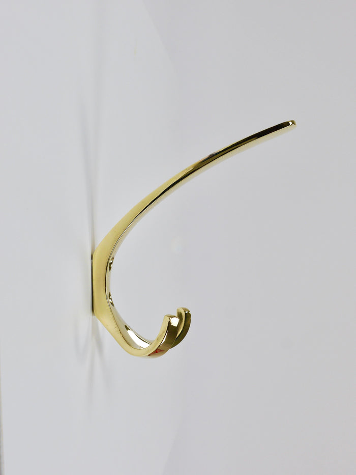 Up to 11 Herta Baller Mid-Century Brass Coat Double Wall Hooks, Vienna, 1950s