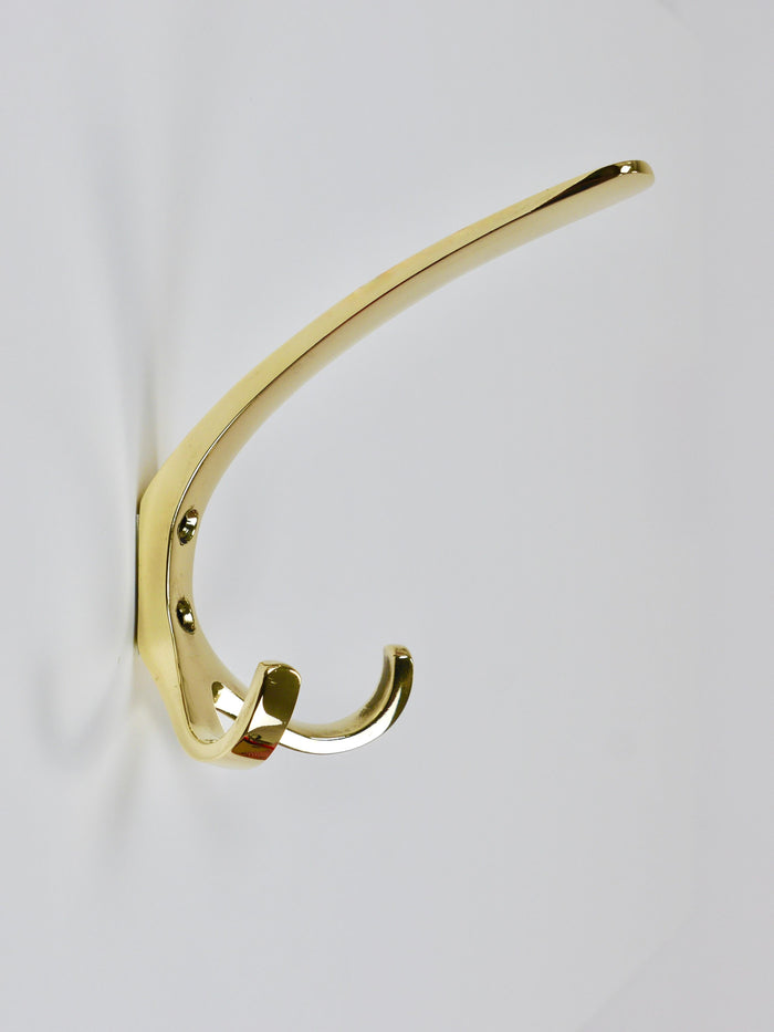 Up to 11 Herta Baller Mid-Century Brass Coat Double Wall Hooks, Vienna, 1950s