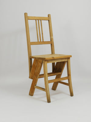 Silla escalera de biblioteca metamórfica plegable Arts & Crafts, Viena, década de 1900