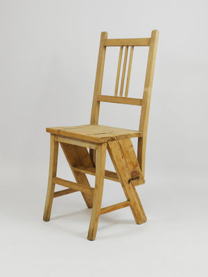 Silla escalera de biblioteca metamórfica plegable Arts & Crafts, Viena, década de 1900