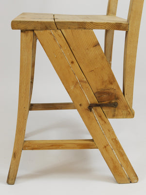 Silla escalera de biblioteca metamórfica plegable Arts & Crafts, Viena, década de 1900