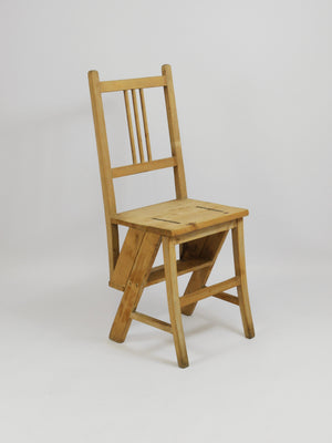 Silla escalera de biblioteca metamórfica plegable Arts & Crafts, Viena, década de 1900