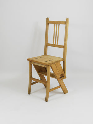 Silla escalera de biblioteca metamórfica plegable Arts & Crafts, Viena, década de 1900