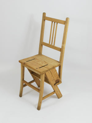 Silla escalera de biblioteca metamórfica plegable Arts & Crafts, Viena, década de 1900