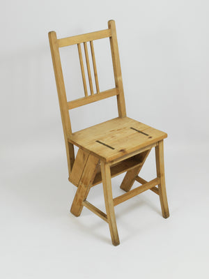 Silla escalera de biblioteca metamórfica plegable Arts & Crafts, Viena, década de 1900