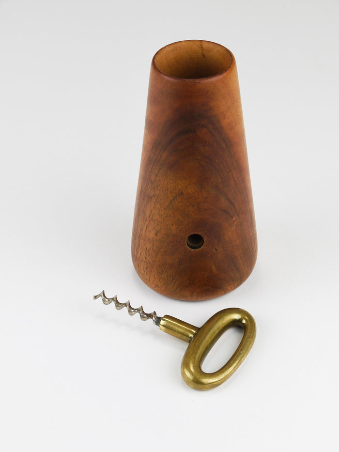 Carl Auböck Straw Holder & Corkscrew, Walnut & Brass, Mid-Century Austria, 1950