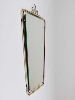 Midcentury Modern Brass Loops Wire Wall mirror, Italy, 1950s
