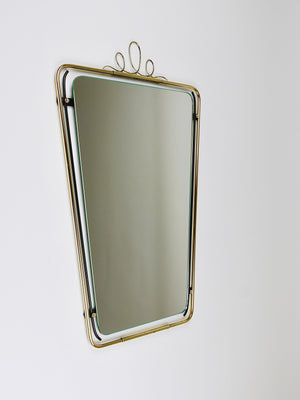 Midcentury Modern Brass Loops Wire Wall mirror, Italy, 1950s