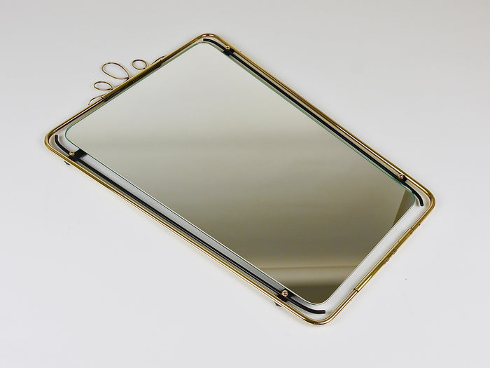 Midcentury Modern Brass Loops Wire Wall mirror, Italy, 1950s