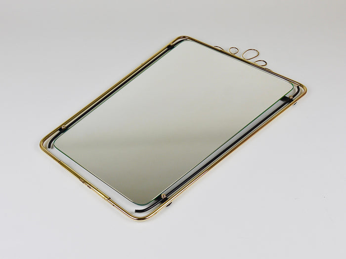 Midcentury Modern Brass Loops Wire Wall mirror, Italy, 1950s