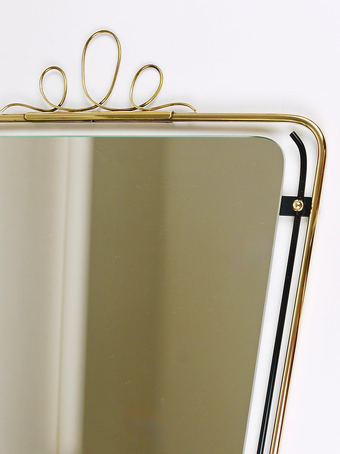 Midcentury Modern Brass Loops Wire Wall mirror, Italy, 1950s