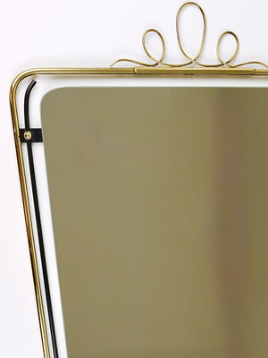 Midcentury Modern Brass Loops Wire Wall mirror, Italy, 1950s