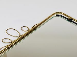 Midcentury Modern Brass Loops Wire Wall mirror, Italy, 1950s