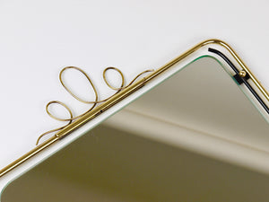 Midcentury Modern Brass Loops Wire Wall mirror, Italy, 1950s