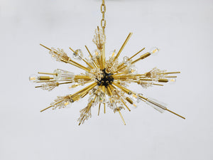 Grand lustre Sputnik J.L. Lobmeyr Metropolitan Opera en cristal et laiton, Met, Vienne